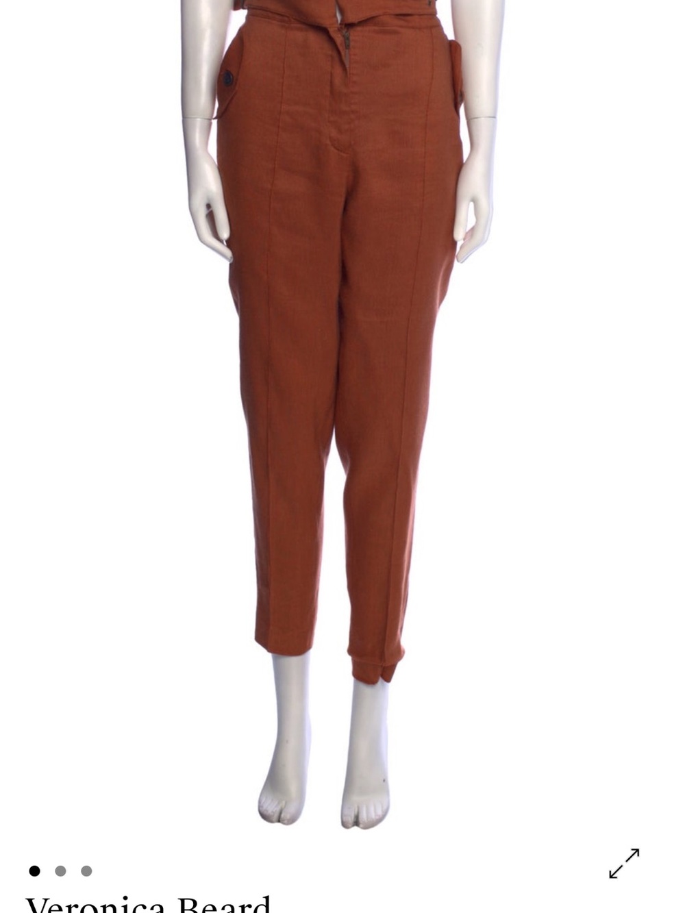 Veronica Beard Burnt Orange Cropped Tapered Pants